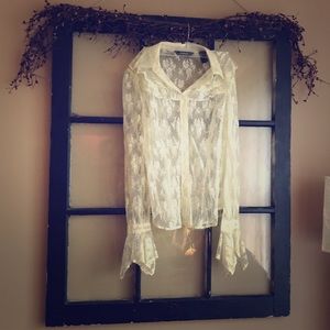 Express Lace cream boho top
